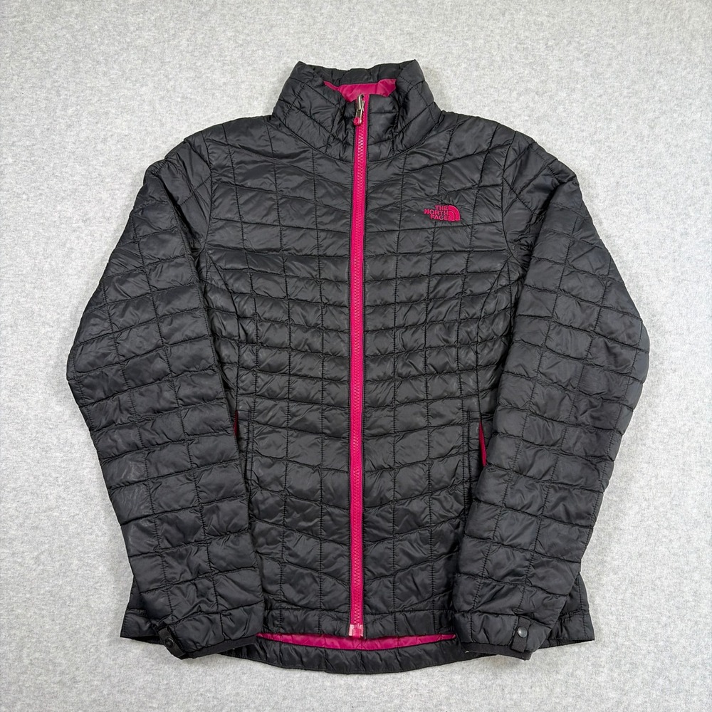 The North Face ThermoBall Jacket Womens Small Black Pink Quilted Puffer CNN1